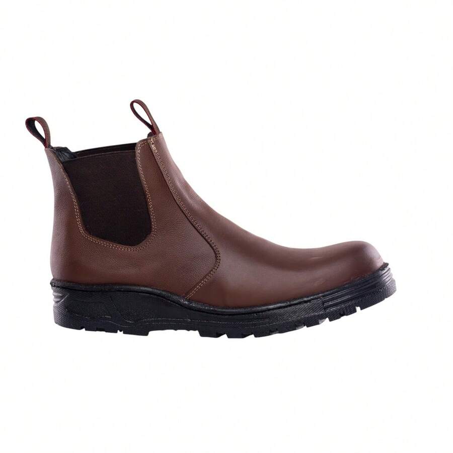 Bota Botín Chelsea Vaquera Hombre De Trabajo Con Casco de Poliamida Dieléctrica Suela Antiderrapante Piel Ligeras Cómodas M1001 - Café - Ver 1