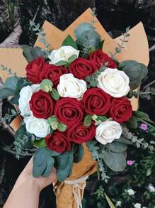30pcs Eucalyptus Leaf Stem, Fake Greenery Sprigs With Berries For Wedding Flower Vases, Bouquets, Home Floral Decor, Arrangements,Fake Plants