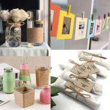 2mm 200M/100M Natural Vintage Jute Rope Twine Roll Yarn Sewing Crafts Jute Cord Thread Wedding Gift Wrap Ribbon Bows Handmade DIY Party Christmas Decoration