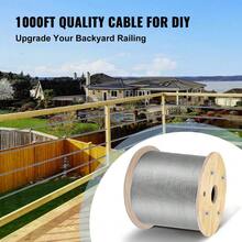 High Strength T316 Stainless Steel Wire Rope Cable 3.2MM Diameter 1000FT Length 11.14KN Capacity Flexible Railing Solution 300M Outdoor Use - Silver - View 7