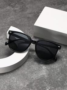 Polarized Women Retro Square Plastic Fashion Sunglasses, Classic Style Decorative Outdoor Sports Cycling Glasses For Traveling Beach Driving Fishing, Summer UV Protection Sunglasses For Men For Summer Beach Vacation,Outdoor,Travel - 黑色 - 查看 4