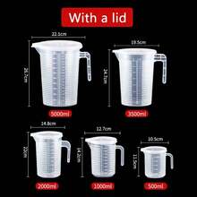 1Pc Clear Graduated Measuring Cup Scale Plastic Transparent Mixing Cup Large Capacity With Lid Laboratory Beaker Kitchen Baking - Multicolor - View 3