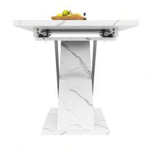 Mesa de comedor extensible con tablero robusto de MDF y marco de metal, mesa de comedor con patas cruzadas doradas - Blanco - Ver 7