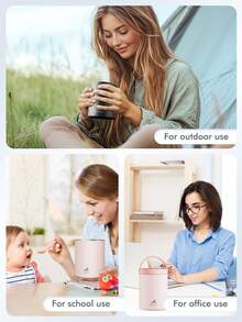 32 盎司不鏽鋼真空隔熱保溫食品罐 | 適用於熱食和冷食的保溫瓶，成人寬口防漏湯保溫瓶，10 小時保溫和 16 小時保冷，防漏食品罐，適用於學校辦公室旅行、廚房、聖誕禮物 - 黑色 - 查看 8