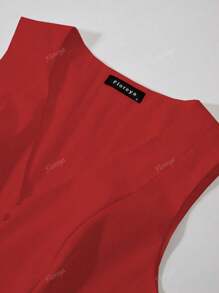 Vestido elegante de estilo francés con cuello en V, pliegue en la cintura y falda acampanada, sin mangas, patchwork vintage, fluido para playa, fiesta y ocasiones formales -Nuevo lanzamiento 2025