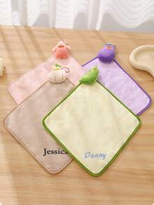 1pc Personalized Hand Towel With Embroidered Design, Cute Hand Towels With Hanging Loop, Hanging Hand Towels For Kitchen Bathroom Home, Customizable With Name Or Initials - Multicolor - View 3