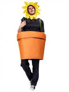Halloween Flower Pot Costume For Adults Cosplay Women's Sunflower Costume With Headpiece For Garden Theme Party - Yellow - View 5