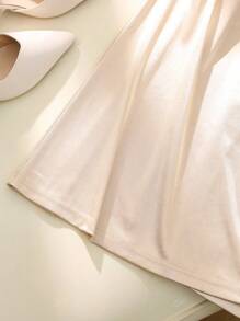 Women's Solid Color Casual Elegant Knotted Waist Tie Satin Skirt, Suitable For Party And Evening Date