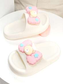 A New Pair Of Summer Bow Children's Hole Shoes, Indoor And Outdoor Anti Slip And Wear-Resistant EVA Slippers - White - View 5