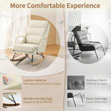 Rocking Chair Upholstered Glider Rocker With Padded Seat And High Backrest Safe And Comfy Armchair Modern Accent Recliner Chair For Living Room Nursery Bedroom Office - Beige - Bekijken 5