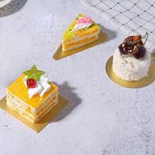 100 件三角形、圆形和方形慕斯甜点金色纸托盘，用于婚礼蛋糕切片展示、生日派对、下午茶派对蛋糕垫 - 烘焙甜点架迷你蛋糕板豪华优雅蛋糕斯坦模具 - 金色 - 查看 3