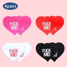 Letter Printed Heart Nipple Cover, Invisible Anti-Bulge Self-Adhesive Sticker, Ladies' Lingerie And Panties Accessories, For Rave