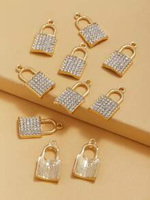 RINTOLER 10pcs DIY Fashion Gold Color Rhinestone Clasp Pendant Necklace Bracelet Parts - ZJ4820-10 Gold Locks - View 1