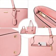 UKEIN 4PCS Women Fashion Handbags Purses Wallet Tote Shoulder Bags Casual Crossbody Bags, Best Valentine's Day Gift For Ladies Girls, Satchel Purse Set 4pcs - Hồng - Xem 4