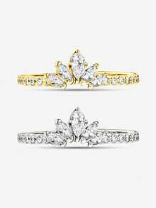 1pc 925 Sterling Silver 5-Diamond Crown Ring, Exquisite Jewelry Gift For Women, Suitable For Dating Wear - Luxury Five Diamond Crown - View 9