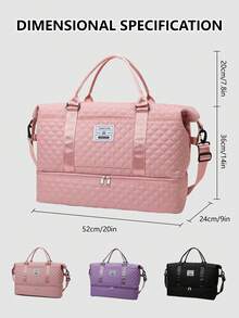 Large Women Travel Tote Bag, Overnight Weekend Travel Duffel, Gym Yoga Carry-On Bag With Waterproof Pocket And Toiletry Compartment - Pink - View 4