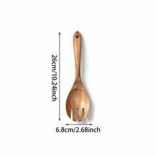 Bộ dụng cụ nấu ăn bằng gỗ tếch chất lượng cao 9 món/1 món phù hợp với đồ nấu nướng chống dính - Bao gồm thìa gỗ và thìa dẹt - màu nâu - Xem 16