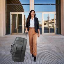 World Traveler Dejuno 30-Inch Nylon Rolling Duffel Bag With Drop Bottom - Black - Grey - View 10