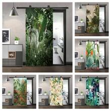 Custom Size Geometric Door Stickers Self Adhesive Waterproof Tropical Scenery Scenery Home Room Door Wrap Mural Cover Wallpaper Wall Decor Room Decor