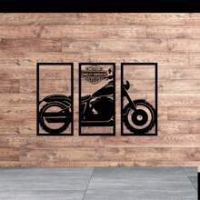 Quadro decorativo Vazado Preto MDF Quadros Placas decorativas - Harley , Motos, Motocicletas Enfeite
