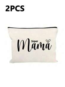 Letter "Mama" Printed Zipper Women'S Cosmetic Bag. The Best Gift For Mom, Bridesmaid Cosmetic Bag, Bridesmaid Gift Bag, Wedding Travel Washing Bag With Zipper, Bridesmaid Bag, Wedding Bride Shower Single Girls Proposal Party Gift,Mother's Day Gifts Makeup Travel Toiletry Organizer Essentials Gifts Storage Zipper Accessories Nail