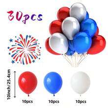 30pcs Red, Blue & White Latex Balloons, 12inch & 10inch Mixed Set, Classic Navy Color, For Back To School, Nautical Theme, Birthday Decoration, Columbus Day, Labor Day