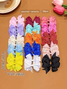 30 Pcs Random Color Bowknot Hair Clips, Cute Accessories For Girls - Multicolor - View 2