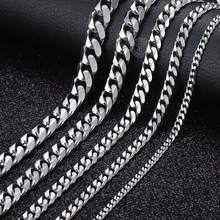 Trendsmax 3/5/7/9/11mm Men's Stainless Steel Curb Cuban Chain Necklace Basic Jewelry 18-30inch Silver Color For Men Women Gift - 11mm - 查看 1