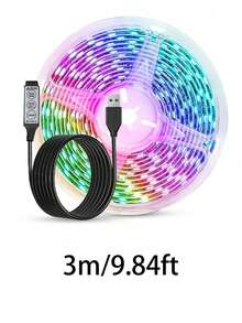 1 个 RGB LED 灯带，USB 5V 供电，3 键控制器，适用于家庭装饰派对节日照明客厅卧室电视背景氛围灯 - 多色 - 查看 15