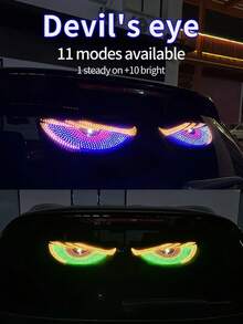 GLANBERT 2 件/套汽车灯带、汽车辅助灯、汽车照明多功能灯汽车恶魔眼，适用于卡车/越野车/房车，幽灵般的光芒：让您的座驾成为每个万圣节派对的明星。