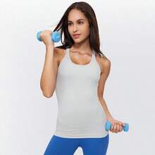 Yoga Racerback Tank Top For Women With Built In Bra,Women's Padded Sports Bra Fitness Workout Running Shirts - 靜灰色 - 查看 6