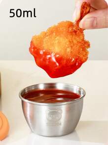 2 pezzi/4 pezzi/6 pezzi Coppette per salse mini in acciaio inossidabile 304 con coperchi, piattini portatili per condimenti per uso domestico per ketchup, condimenti per insalata, uso esterno, forniture scolastiche