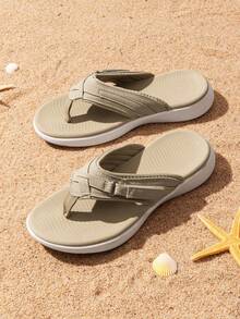 Women's Flip Flops Comfortable Arch Support Thong Sandals Summer Outdoor Beach Shoes - Beige - View 7