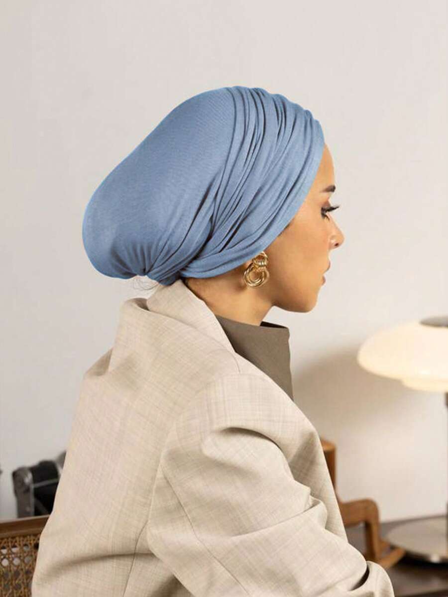 1pc Women Classic Solid Color Hijab Scarf, 3 Different Wearing Methods, Versatile And Practical Stretch Headscarf, Soft And Comfortable Rayon Fabric, Suitable For Daily, Workout, Yoga Wear For Dress