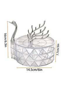 Swan Jewelry Storage Box, Multi-Layer Rotating Jewelry Holder Display Stand Suitable For Rings, Earrings, Necklaces, Premium Jewelry Box - Multicolor - View 12