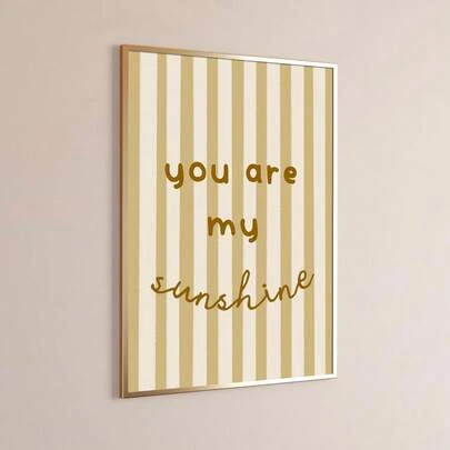 1pc Unframed/Framed Boho You Are My Sunshine Typography Nursery Wall Art Poster Cute Minimalist Room Aesthetic Decor Scandinavian Art Painting For Room,Playroom,Bedroom,Living Room,Modern Home Decoration