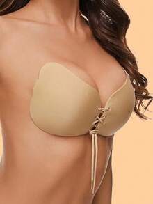 1 Pair, Self-Adhesive Chest Sticker Set, Invisible Bra Sticker, Strapless Bra, Wedding Bra Splicing, Anti Slip Bra Sticker, Supporting Bra - Apricot - View 1