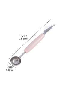 1pc Stainless Steel Melon Scoop, Modern Double Head Melon Baller For Kitchen - Multicolor - View 5