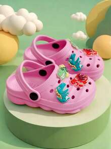 2025 Comfortable Casual Boys' And Girls' Cave Shoes For Home, Outdoor, Daily Gathering, Soft Bottom, Casual Dinosaur Cartoon Cave Shoes - Pink - View 3