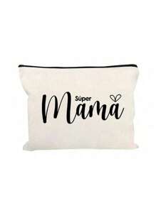 Letter "Mama" Printed Zipper Women'S Cosmetic Bag. The Best Gift For Mom, Bridesmaid Cosmetic Bag, Bridesmaid Gift Bag, Wedding Travel Washing Bag With Zipper, Bridesmaid Bag, Wedding Bride Shower Single Girls Proposal Party Gift,Mother's Day Gifts Makeup Travel Toiletry Organizer Essentials Gifts Storage Zipper Accessories Nail