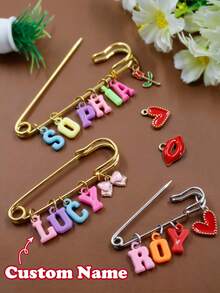Alfileres de encanto personalizados con nombre, alfileres de letras coloridas personalizados, alfileres DIY, encantos de alfileres para joyas de calcetines, encantos de alfileres de , encantos de calcetines para mujeres, encantos de broche, para apretador de cintura de pantalón de calcetín, clips para camisa, suéter, chal de mujer con brillo, personalizado, personalizable, regalos de cumpleaños, familia, amigos, niños, niños, Gracia invernal, Glamour de Año Nuevo, Organizador de viaje - Estilo A - Ver 8