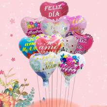 10pcs Spanish 10inch Mini Mother's Day Heart Balloons Best Mom Air Balloon Love Mom Mother's Day Decorations