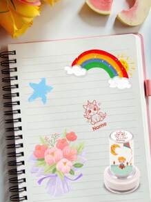 1pc Custom Round Signature Stamp For Kids With Transparent Shell, Name Stamps Personalized, DIY Customized Self Inking Name Stamp, Stamps For Signing Name With Icons