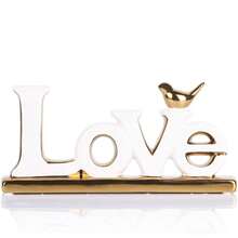 1PC White LOVE Ceramic Sculpture -Bedroom Decor Statue - White - View 2