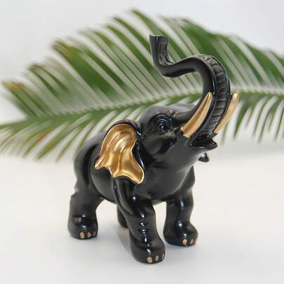 1pc Creative Resin Crafts, Black Elephant Crafts For Desktop Decoration