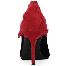 TDD Floral High Heels For Women Stiletto Pointed Toe Pumps Closed Toe Dressy Comfortable Sexy Elegantes Faux Suede Wedding Slip On Formal Prom Sparkly 3 Inch Shoes