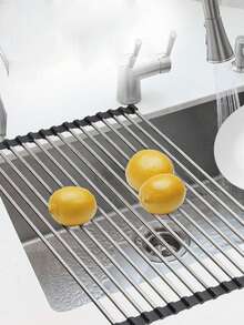 Creative Silicone And Stainless Steel Dish Drainer For Fruits And Vegetables, Silicone Dishcloth Storage Rack For Kitchen Sink, Kitchen Tools. - Multicolor - View 7