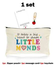 1 PEÇA/5 PEÇAS/10 PEÇAS Organizador de Maquiagem com Tema de Professor de Carta do Arco-Íris, Estilo Y2K Impressão de Letra do Arco-Íris Letra Colorida Design Engraçado Necessaire Portátil para Viagem, Bolsa de Maquiagem, Organizador de Maquiagem, Armazenamento de Maquiagem, Bolsa de Cosméticos, Bolsa de Higiene, Capacidade Grande, para Férias, Praia, Banheiro, Coleção de Quarto