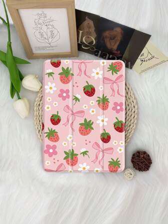 简约草莓卡通图案保护壳 适用于 iPad 7/8/9/10.2 英寸 iPad，适用于 Kindle Paperwhite 第 12 代 2024 和 Kindle（第 11 代）2022 年发布，适用于三星 Galaxy Tab，智能睡眠/唤醒保护套，多种款式可选