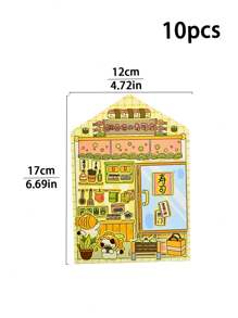5pcs/10pcs Forest Theme Landscape & Mechanism Stickers, New Cute Scene Stickers, High-Quality For Girls, Stress Relief DIY Stickers